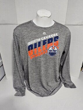 Edmonton Oilers Cool Base Long Sleeve Performance Shirt Men's XL NHL Gray